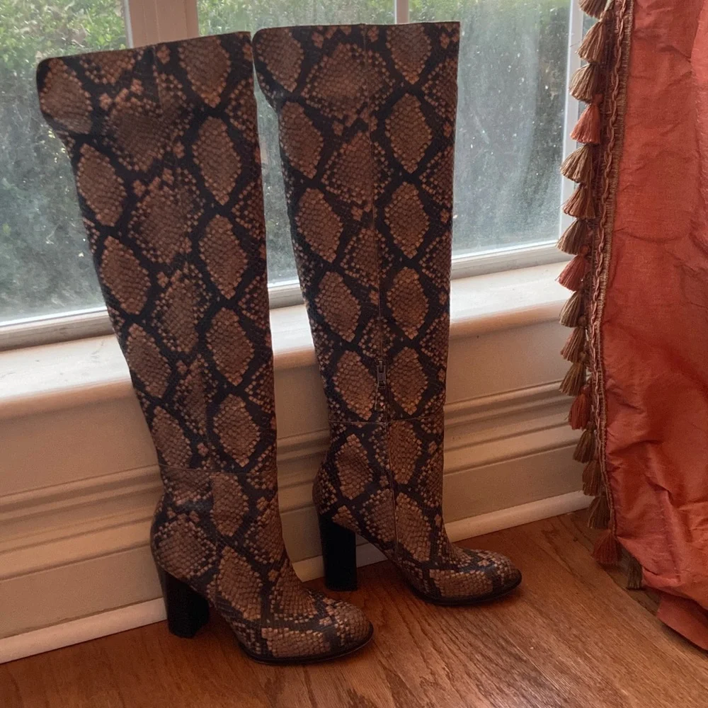 Sam Edelman tall leather snake skin boots - Picture 3 of 14